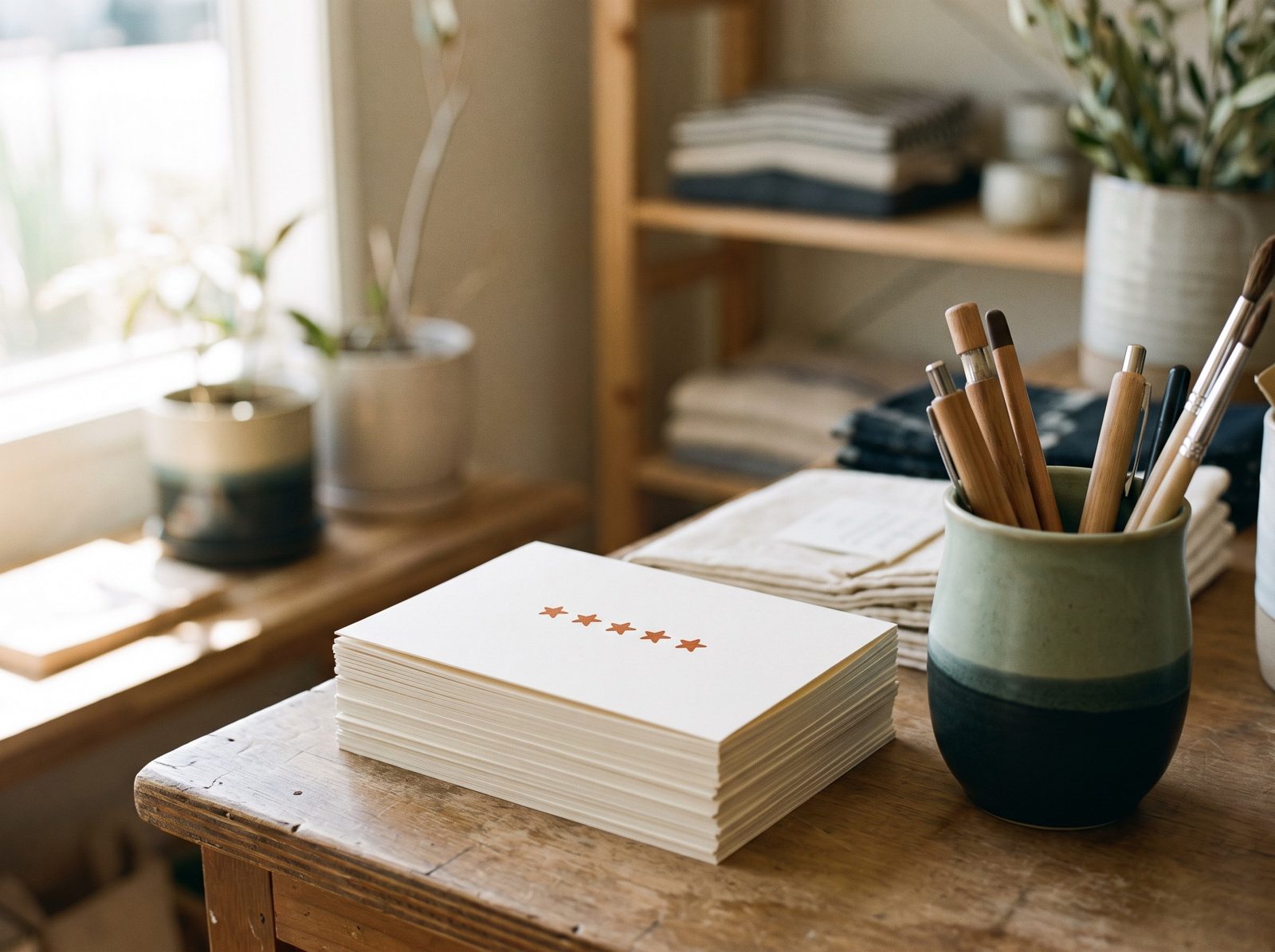 Thank-you cards with five orange stars