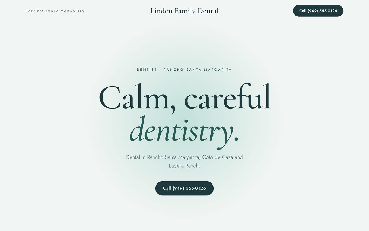 Sample dental website for a made-up business, Linden Family Dental